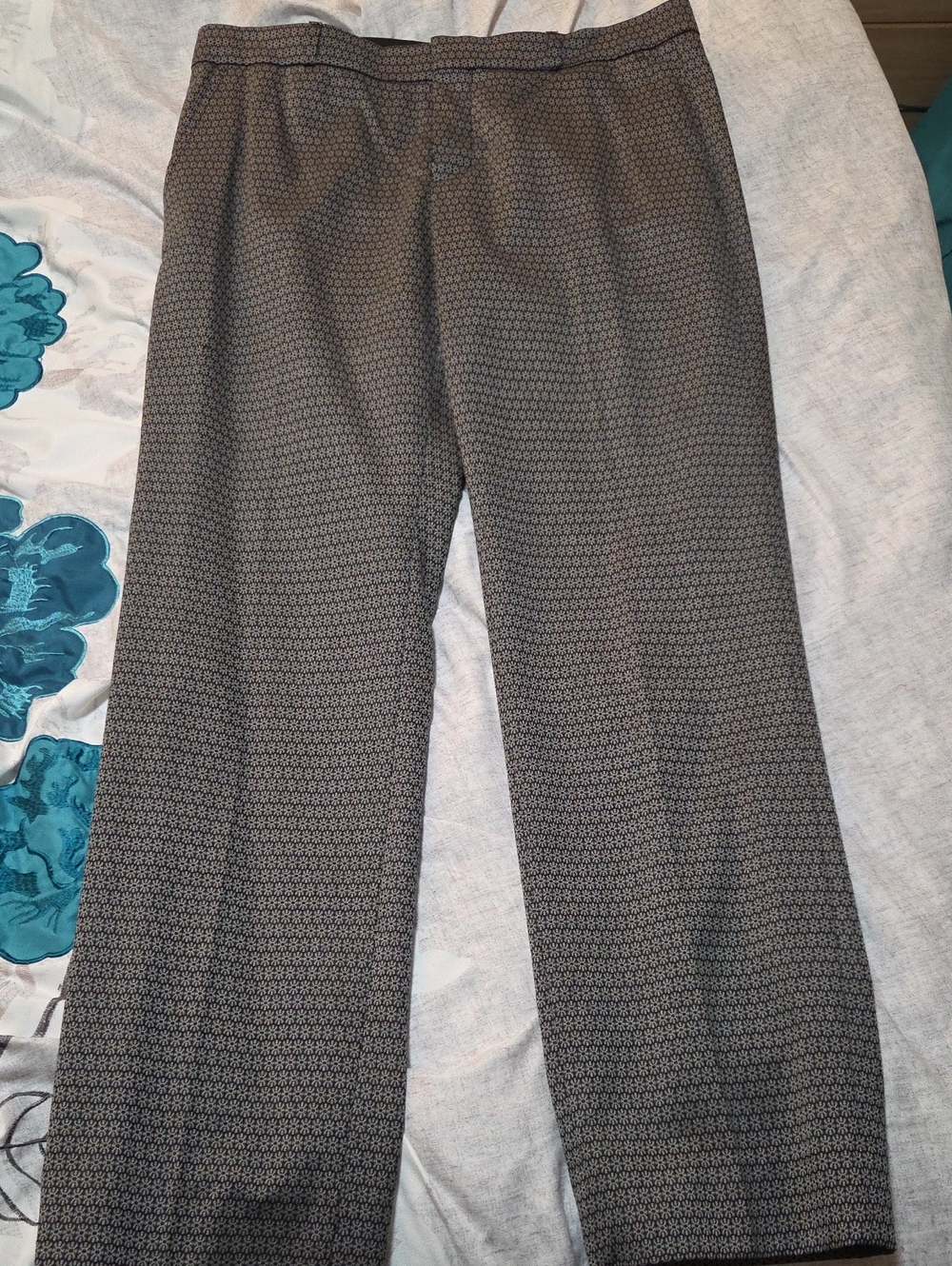 Women's Patterned Gray Dress Pants